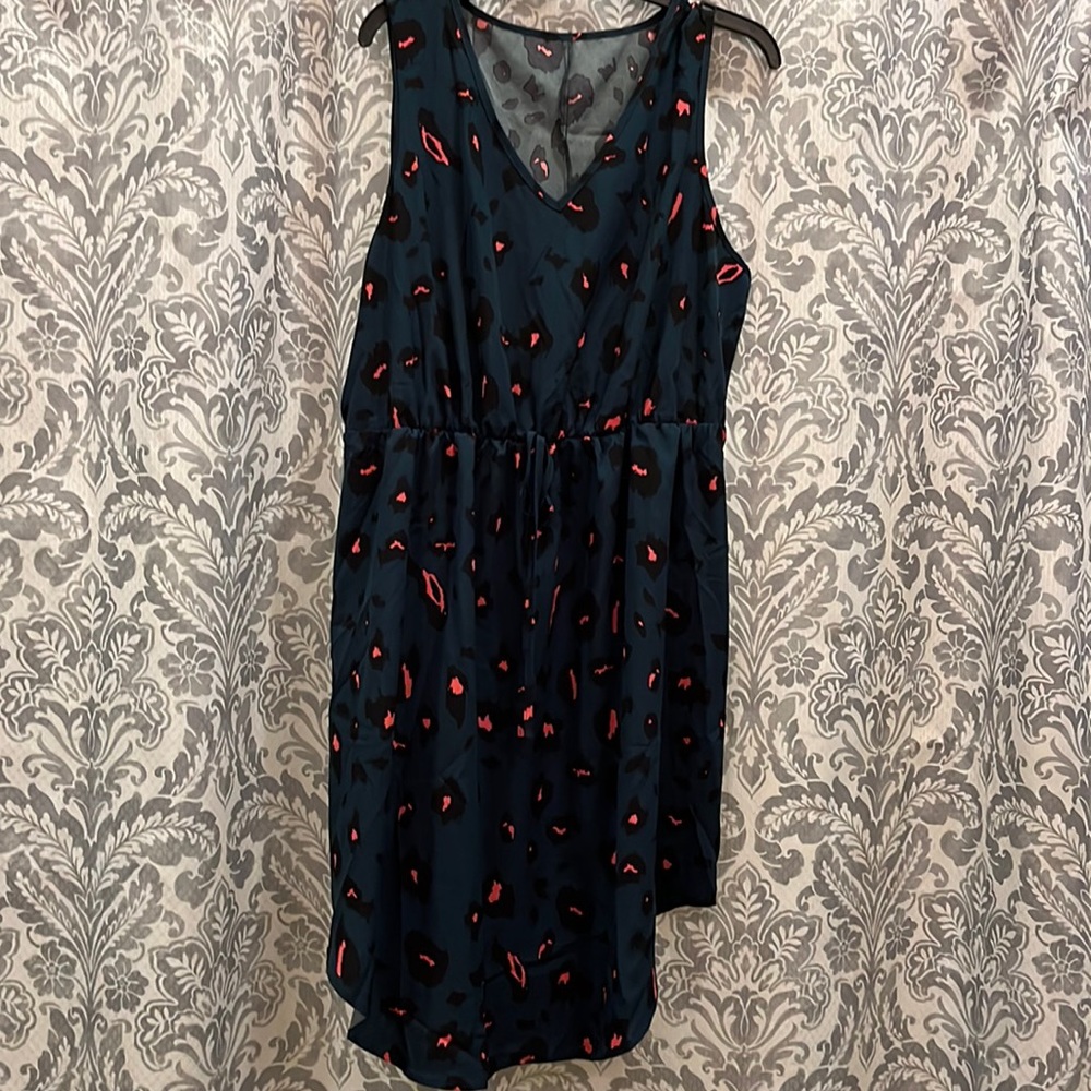 Leopard print tie front fake buttons shein dress